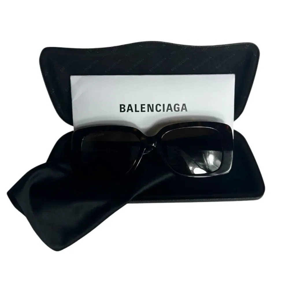 NWOT Balenciaga BB0048S Havana Tortoise Shell Rectangle Square Sunglasses - Picture 4 of 9